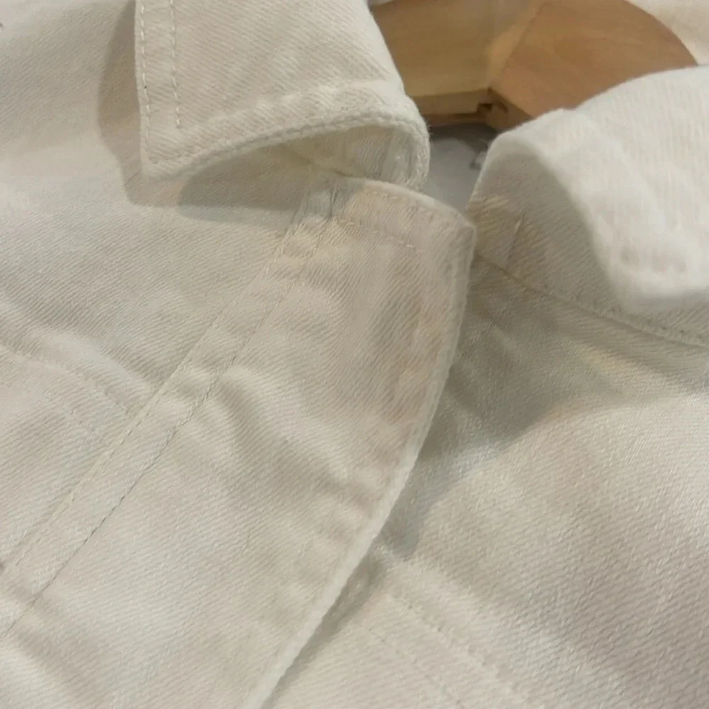 OSO Casuals Off White Denim Zip Front Jean Jacket Size Small - Picture 10 of 13
